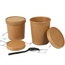 8oz disposable food container brown kraft paper soup bowl with lid microwave noodle paper bowl